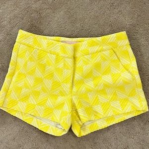 Hutch Yellow & White High-Waist Geometric Shorts